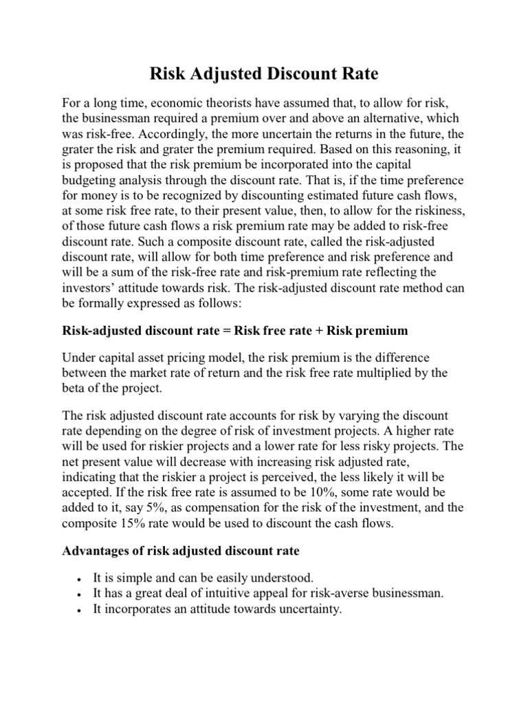 Understanding Risk-Adjusted Discount Rates | PDF | Discounted Cash Flow ...