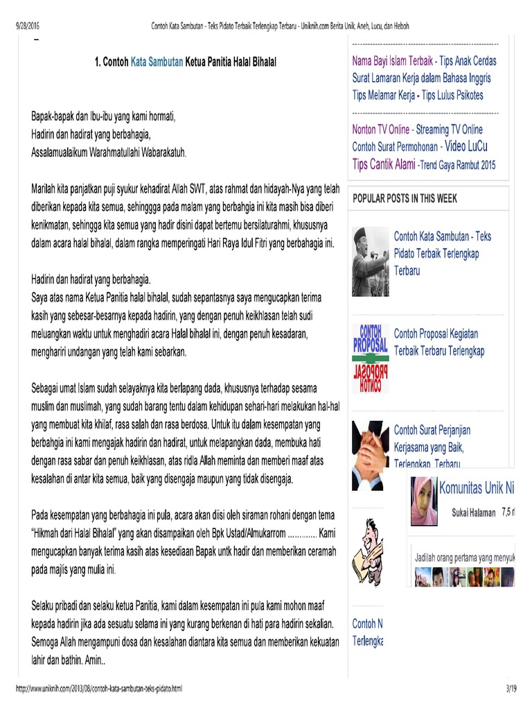 Contoh Teks Pamedhar Sabda Terbaik Kumpulan Referensi Teks Pidato