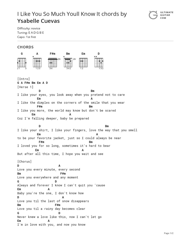 I Like You So Much Youll Know It Chords by Ysabelle Cuevastabs | PDF ...