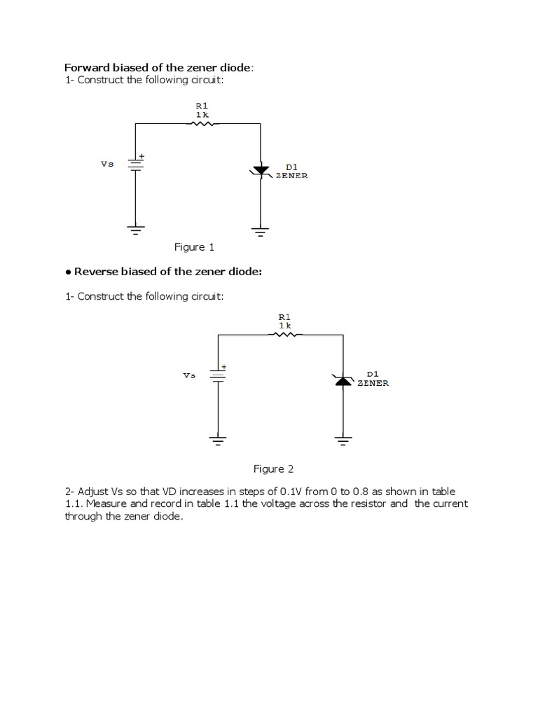 Forward and Reverse Biasing of a Zener Diode