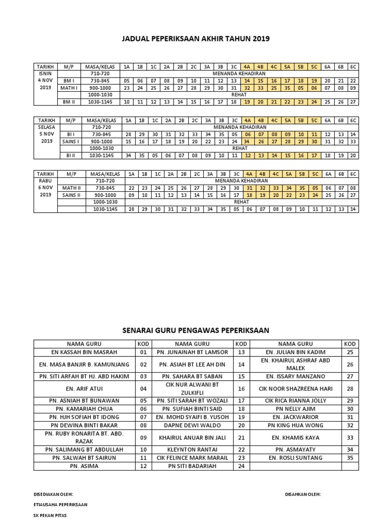 Jadual Exam 2019 V 2 Pdf