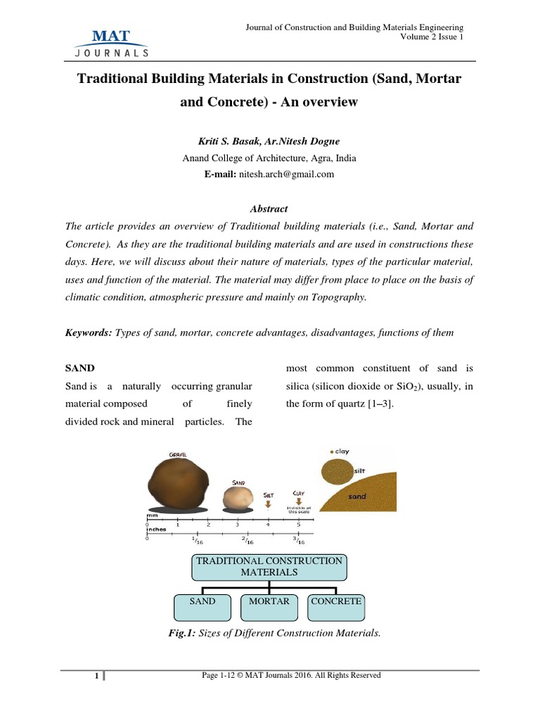 Overview of Traditional Building Materials | PDF | Mortar (Masonry) | Sand