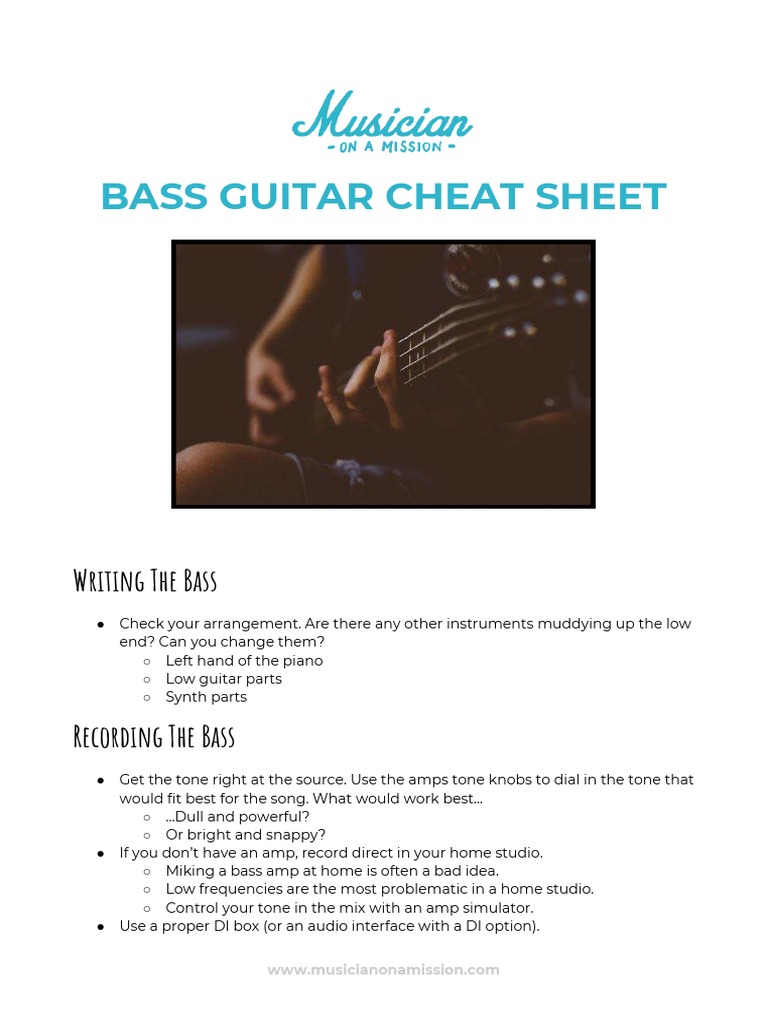 Bass Cheat Sheet PDF String Instruments Musical Instruments