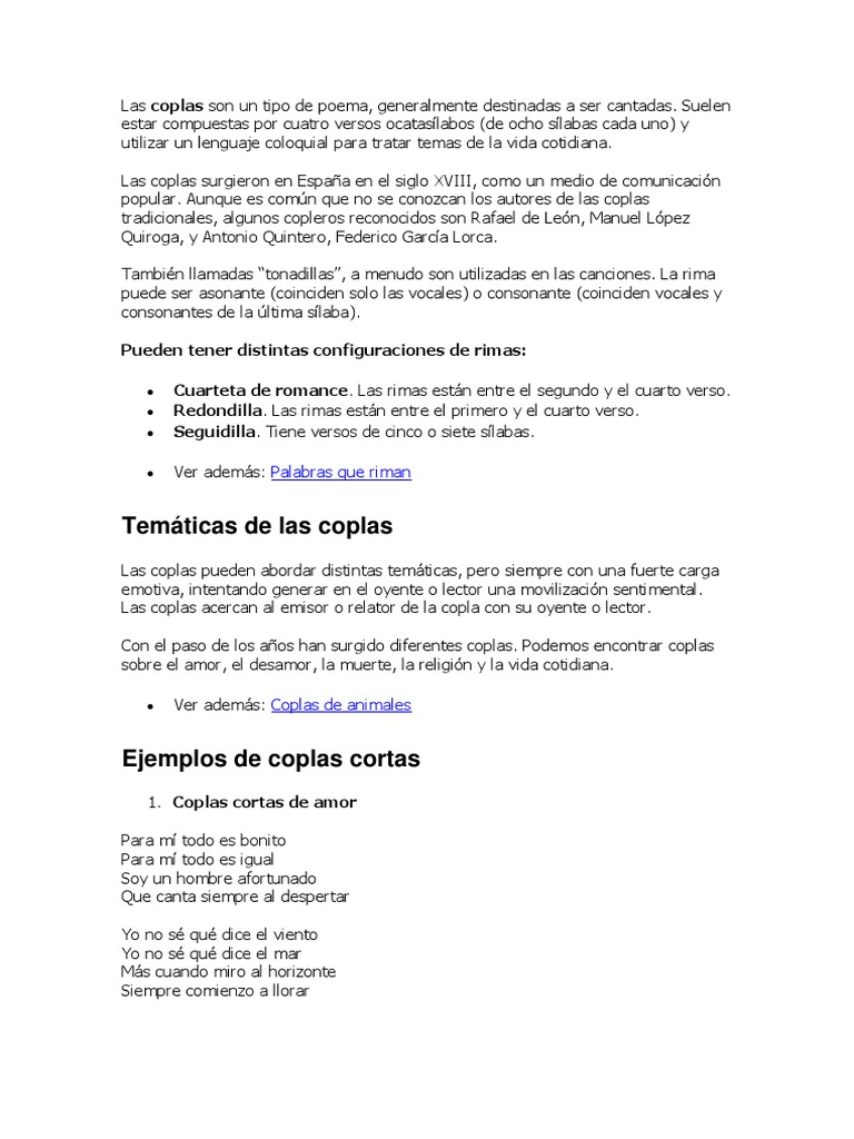 Coplas | PDF | Rima | Poesía