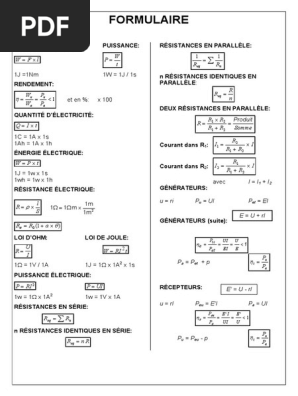 Formules lectrotechniques Essentielles | PDF | Impdance (lectricit) |  Courant alternatif