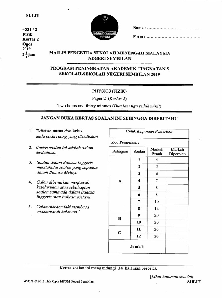 K2 Fizik Percubaan Spm N9 19 Pdf