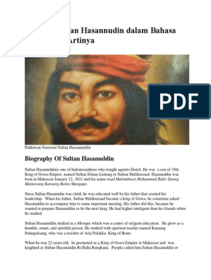 Biografi Sultan Hasannudin Dalam Bahasa Inggris Dan Artinya Indonesia
