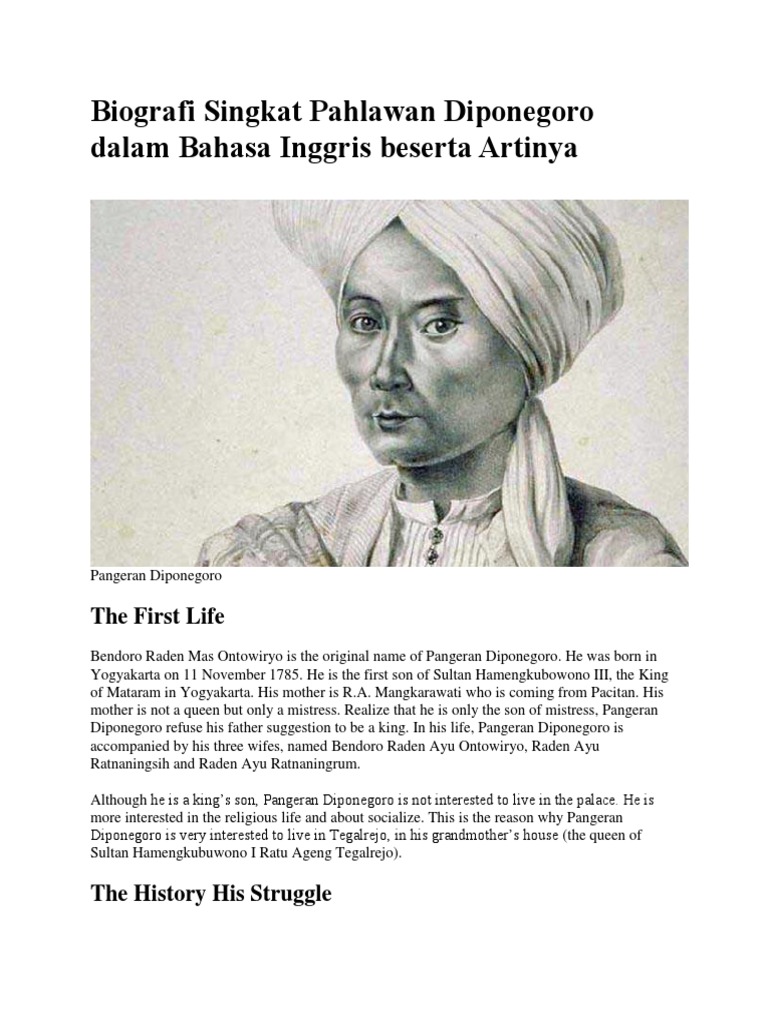 Sejarah Singkat Pangeran Diponegoro / Mengenang Pangeran Diponegoro Dan