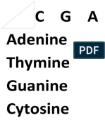 T C G A Adenine Thymine Guanine Cytosine