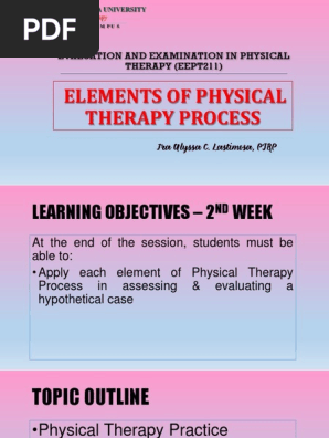 Week 2 - Elements of Physical Therapy Process