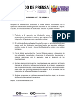 Comunicado FF.MM. sobre bombardeo en Caquetá