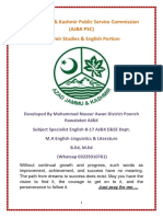 Azad Jammu & Kashmir Public Service Commission (Aj&K PSC) Kashmir Studies & English Portion