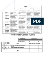 Psychomotor Domain Rubrics: Levels