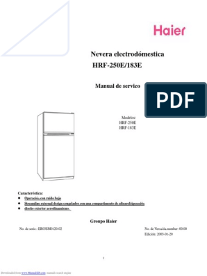 HAIER hrf183, PDF, Refrigerador