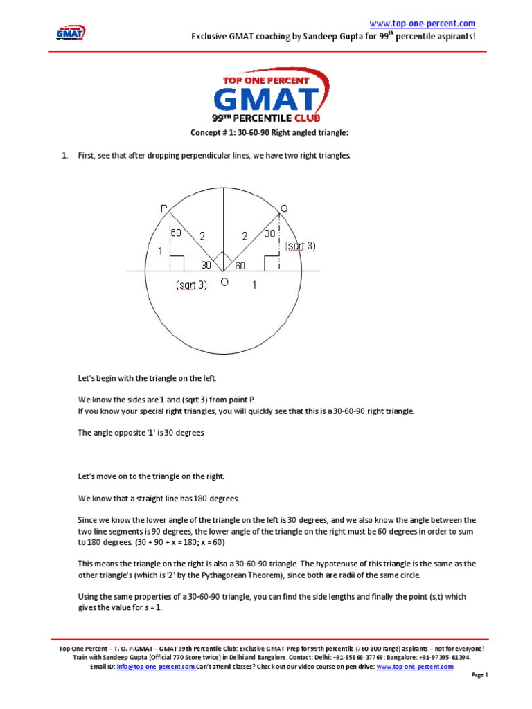 30-60-90 Triangle Concepts for GMAT | PDF | Triangle | Space