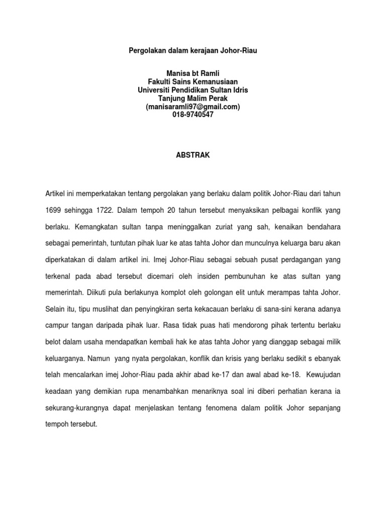 Kerajaan Johor Riau Pdf