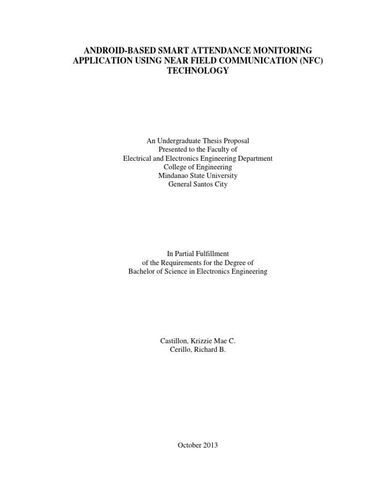 AndroidBased Smart Attendance Monitoring Application Using Near Field