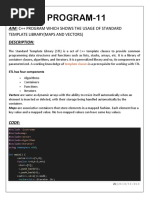 Program-11: Aim: C++ Program Which Shows The Usage of Standard