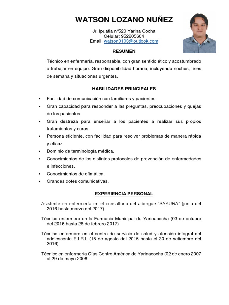 Curriculum Vitae | PDF | Enfermería | Cuidado de la salud, image size:768x1024
