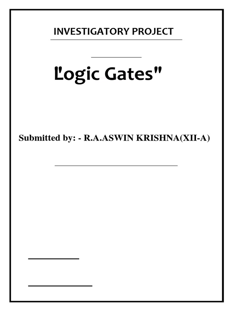 "Logic Gates" Investigatory Project Download Free PDF Logic Gate