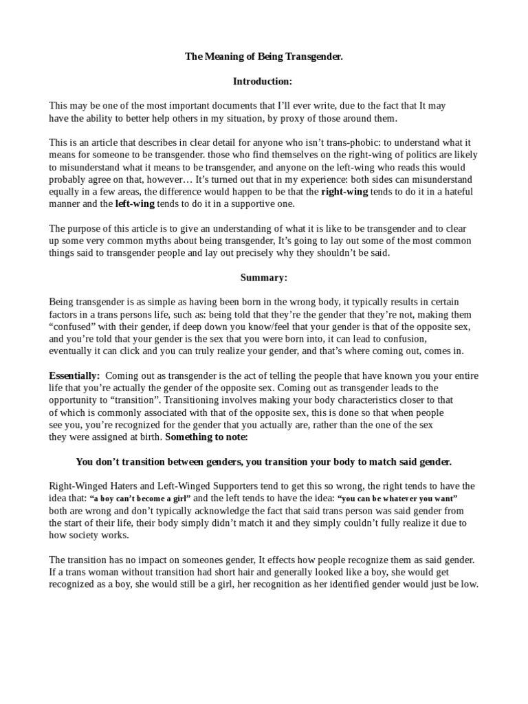 Understanding Transgender Identity | PDF | Transgender | LGBTQIA+ Studies