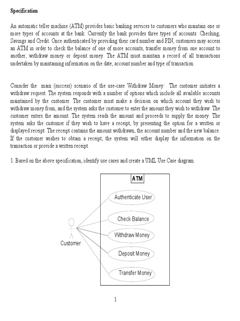 UML Design for ATM Transactions | PDF | Automated Teller Machine ...
