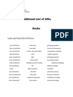 Additional List of Affix: Latin and Greek Root Prefixes