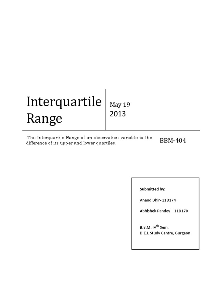 Understanding Interquartile Range | PDF | Statistics | Descriptive ...
