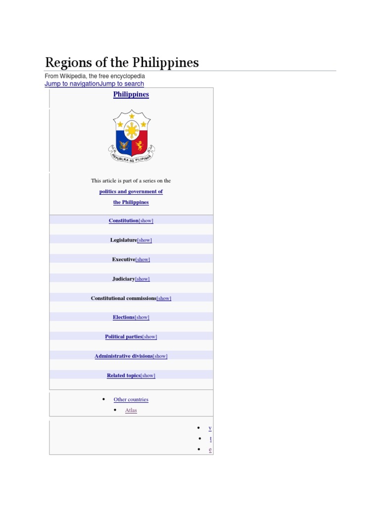 Regions of The Philippines | PDF | Philippines | Government