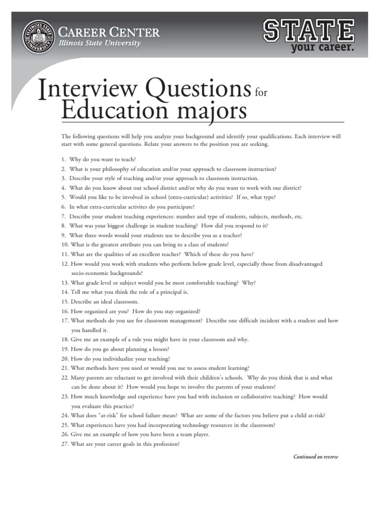 Interview Questions PDF | PDF | Schools | Teachers
