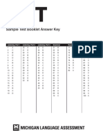 Sample Test Booklet Answer Key: Listening, Part 1 Listening, Part 2 Listening, Part 3 Grammar Reading