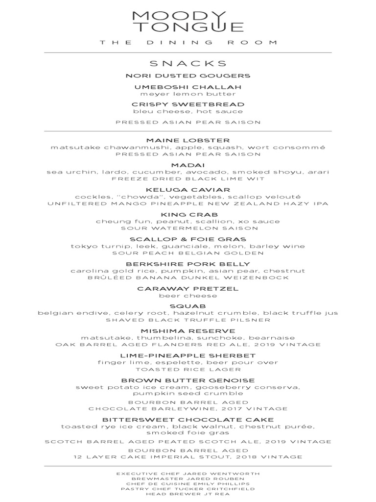 The Dining Room at Moody Tongue Tasting Menu Foods Food & Wine