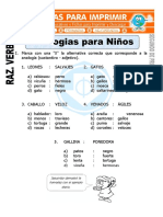 Ficha de Analogias para Niños para Segundo de Primaria PDF