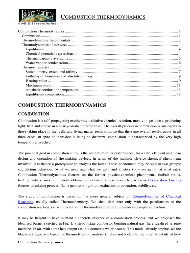 Combustion Thermodynamics PDF | PDF | Combustion | Entropy