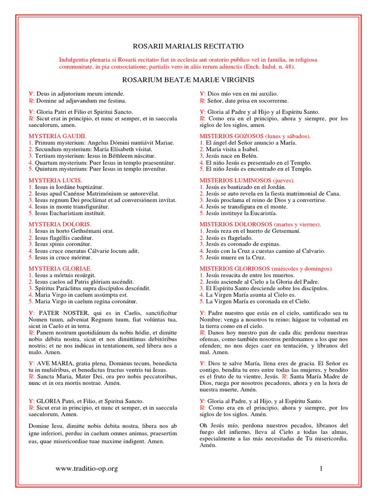 Modo de Rezar El Santo Rosario | PDF | María, madre de Jesús | orador ...