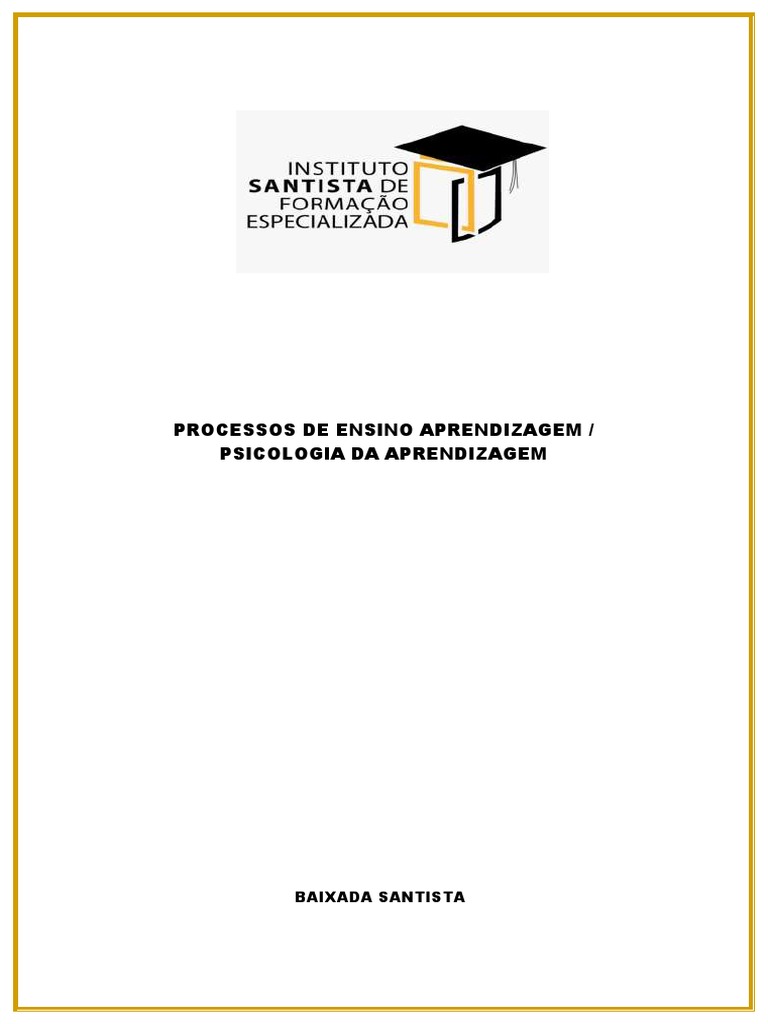 Processo de Ensino Aprendizagem Psicologia Da Aprendizagem | PDF ...