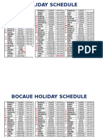 Holiday Sched
