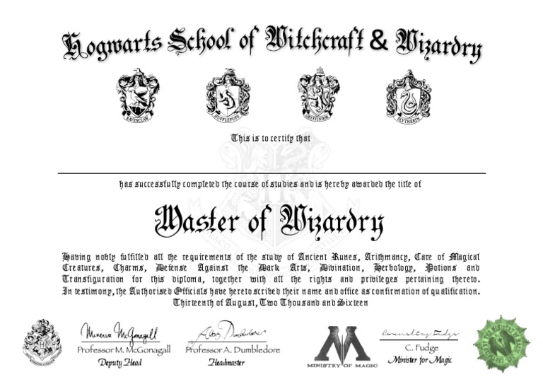 Hogwarts Diploma PDF | PDF