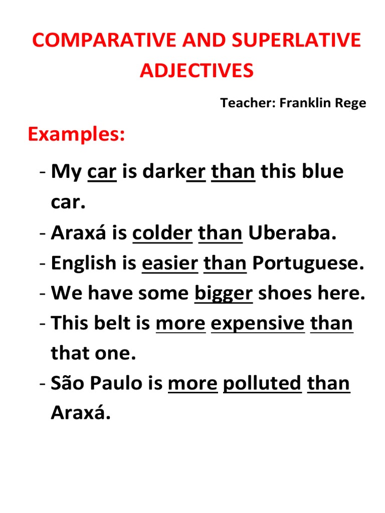 Comparative And Superlative Adjectives Pdf Association Football Teams Linguistics