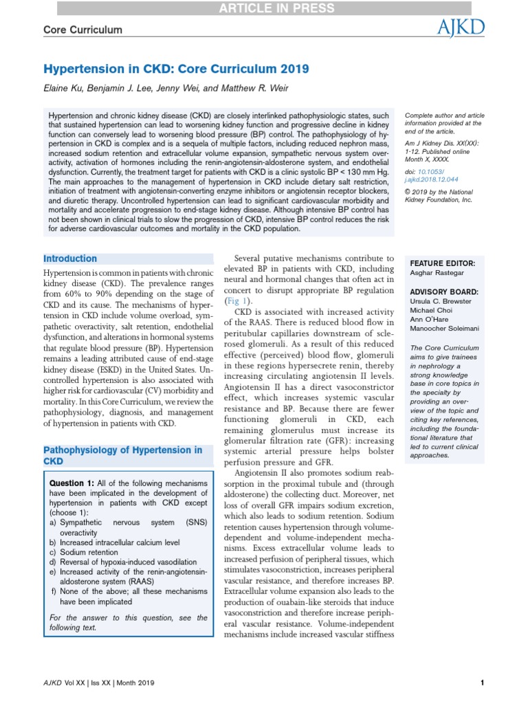 Hypertension in CKD | PDF | Hypertension | Chronic Kidney Disease