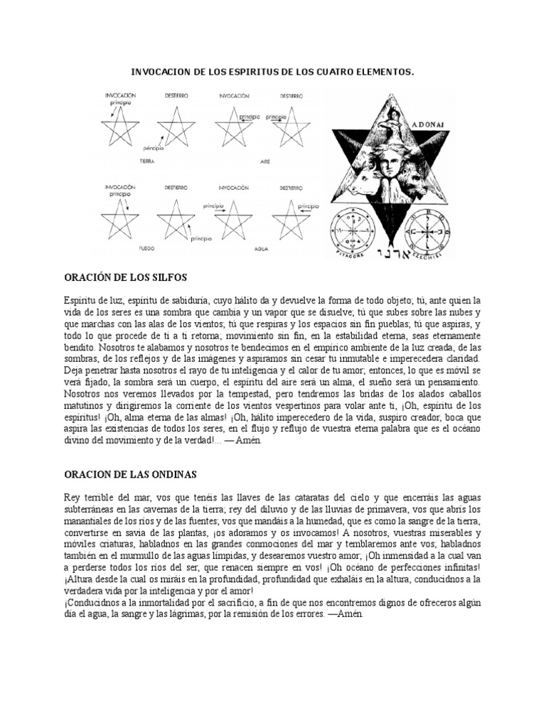 Invocacion A Los Espiritus de Los Cuatro Elemento | PDF | Alma | Incendios