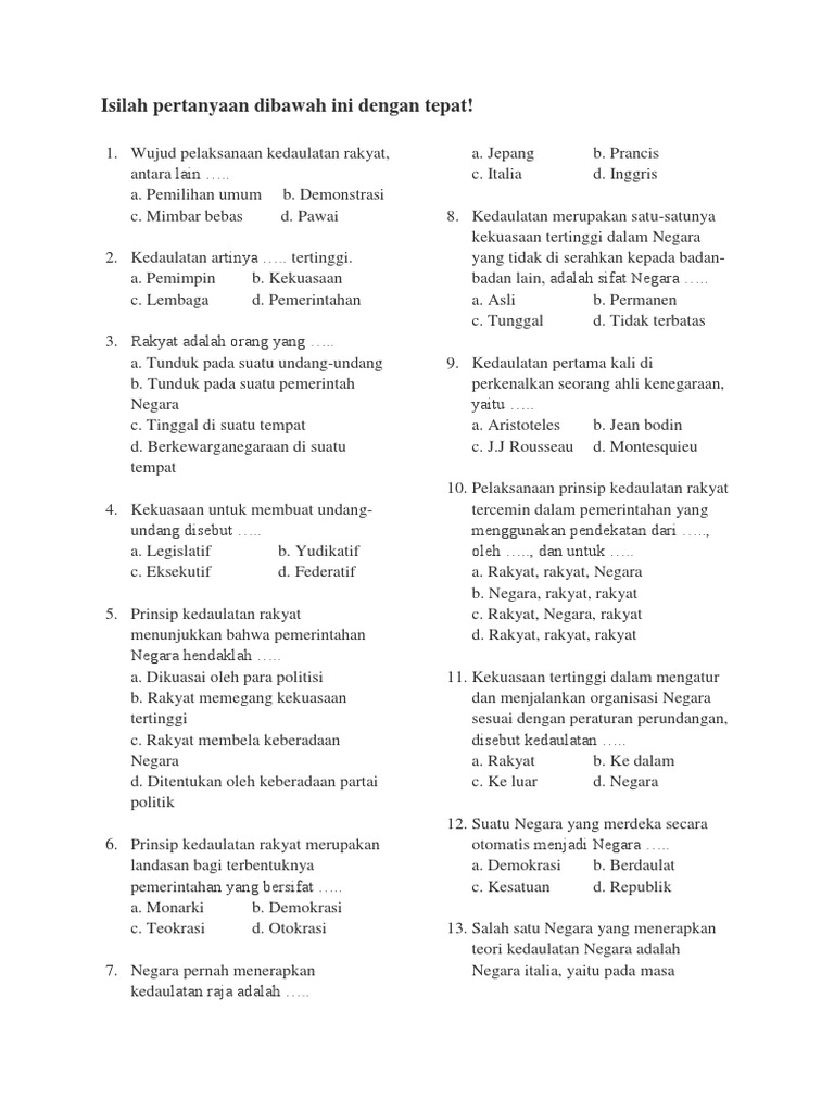 Kumpulan Soal Pkn Untuk Kelas 9 Smp