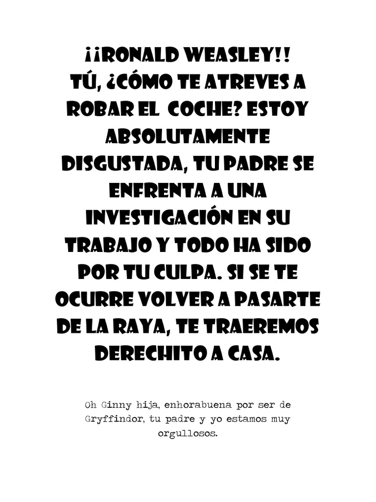 Carta Howler Ron PDF | PDF