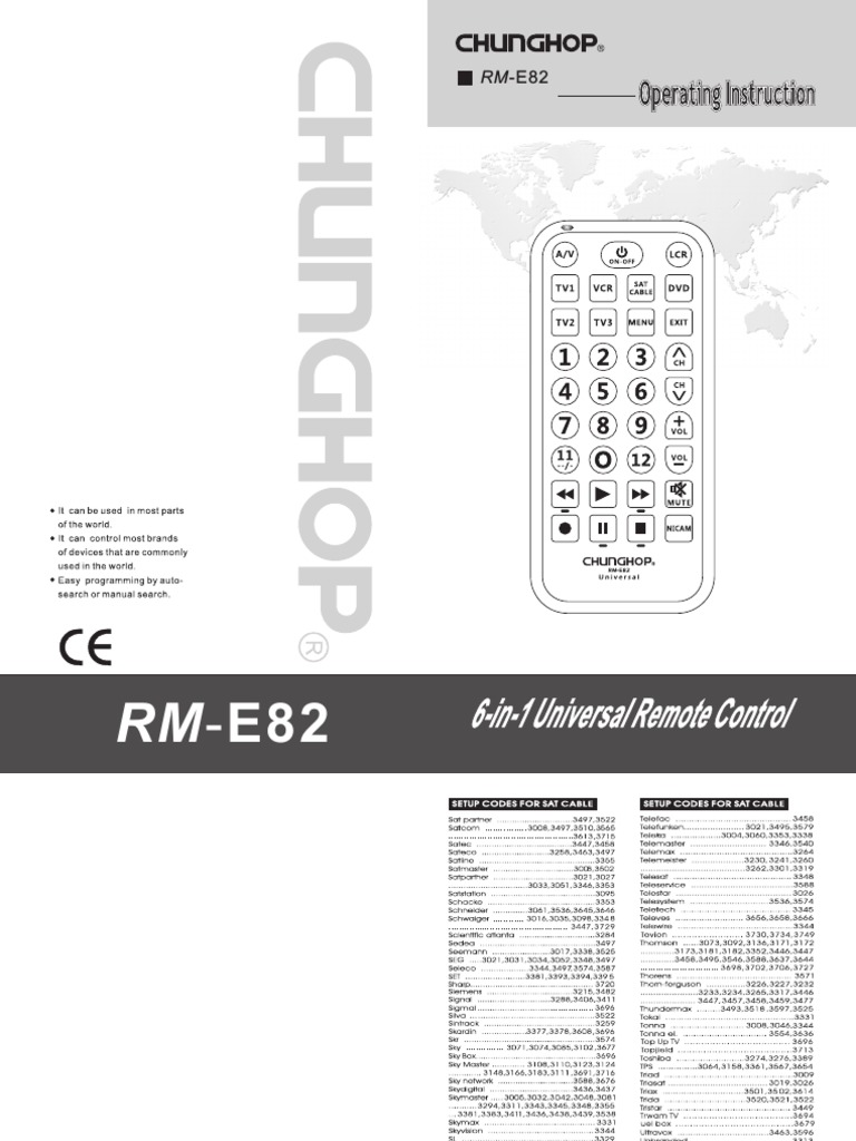 6-in-1 Universal Remote Control Guide | PDF | Remote Control ...