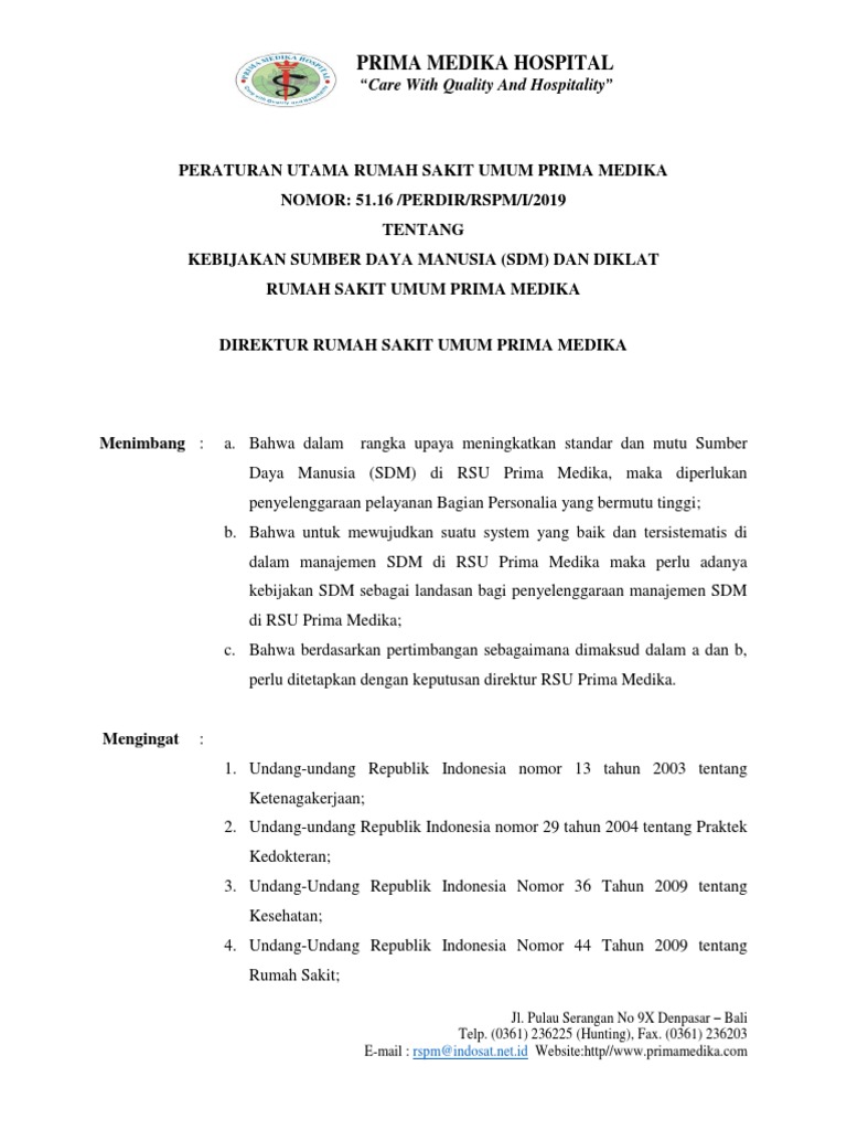 Kebijakan Sdm Tahun 2019 New