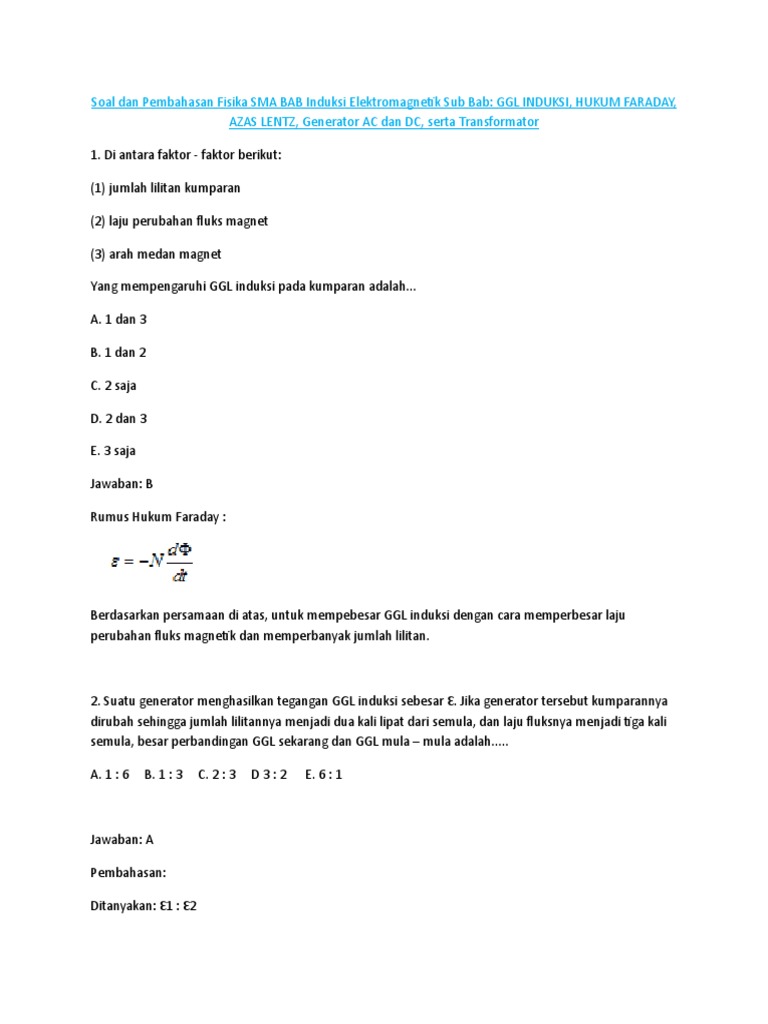 Soal Bab Induksi Magnetik