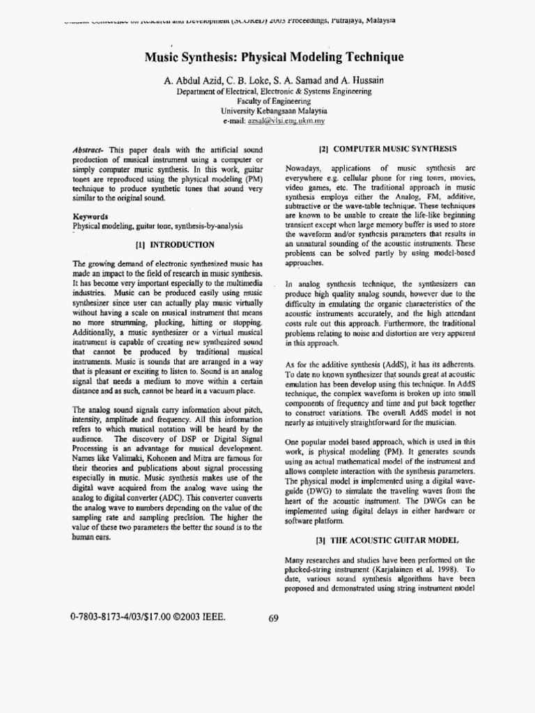 Physical Modeling Technique | PDF | Synthesizer | Pitch (Music)