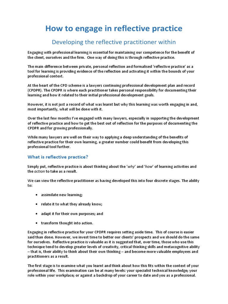 How To Engage In Reflective Practice Pdf Pdf Reflective Practice