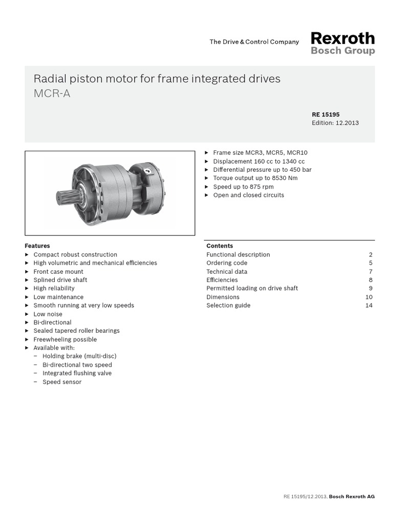 Radial Piston Motor Bosch Rexroth Mcr 1422868715 Transmission