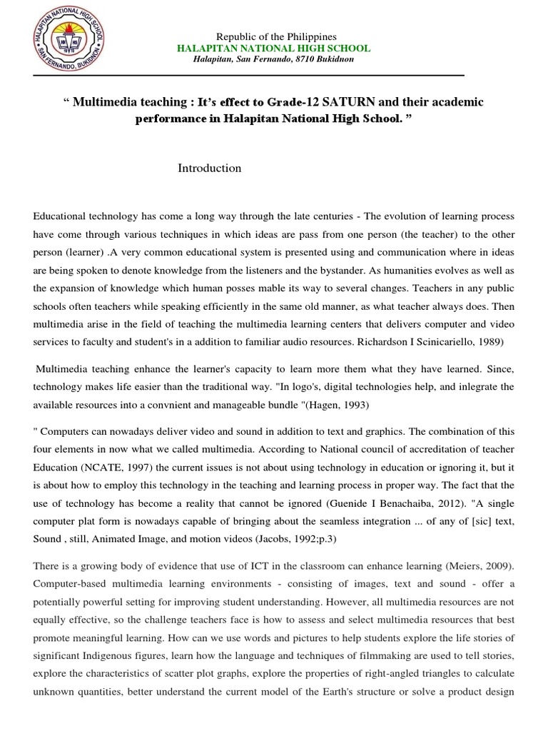 Multimedia Teaching Impact on Grade-12 Performance | PDF | Multimedia ...